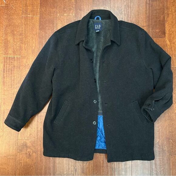 GAP Black Wool Nylon and Cashmere Blend Coat with Super Cozy Lining Size XL